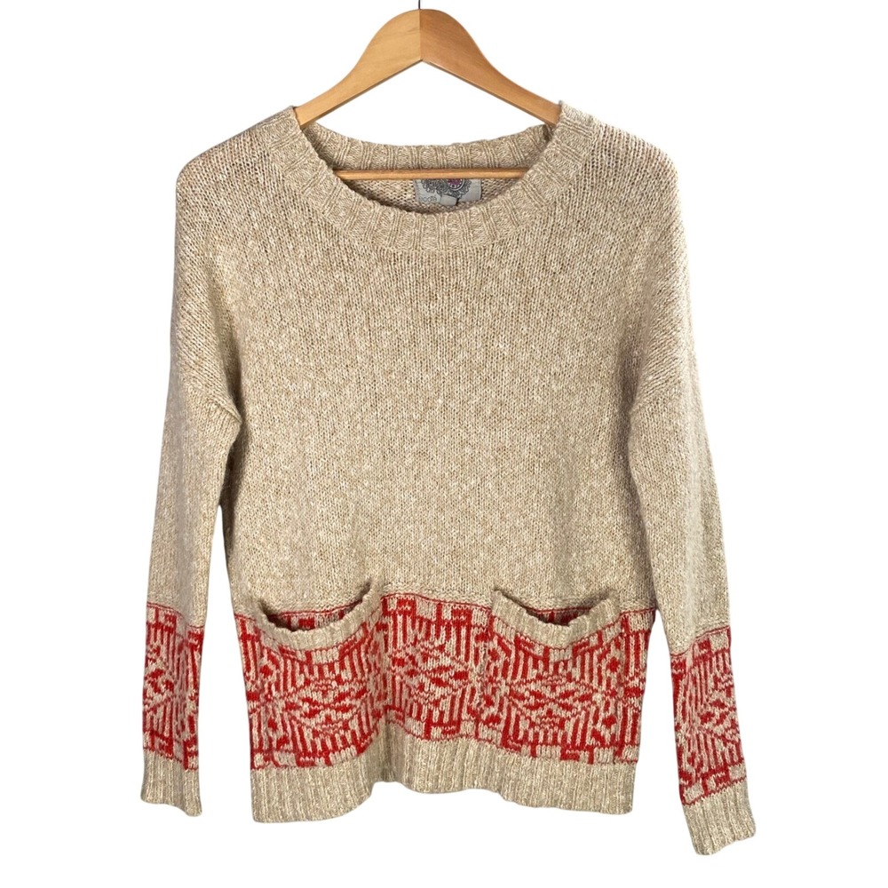 Ecote Fair Isle Nordic Knit Sweater Women Small Cozy Nordic Cabincore Winter